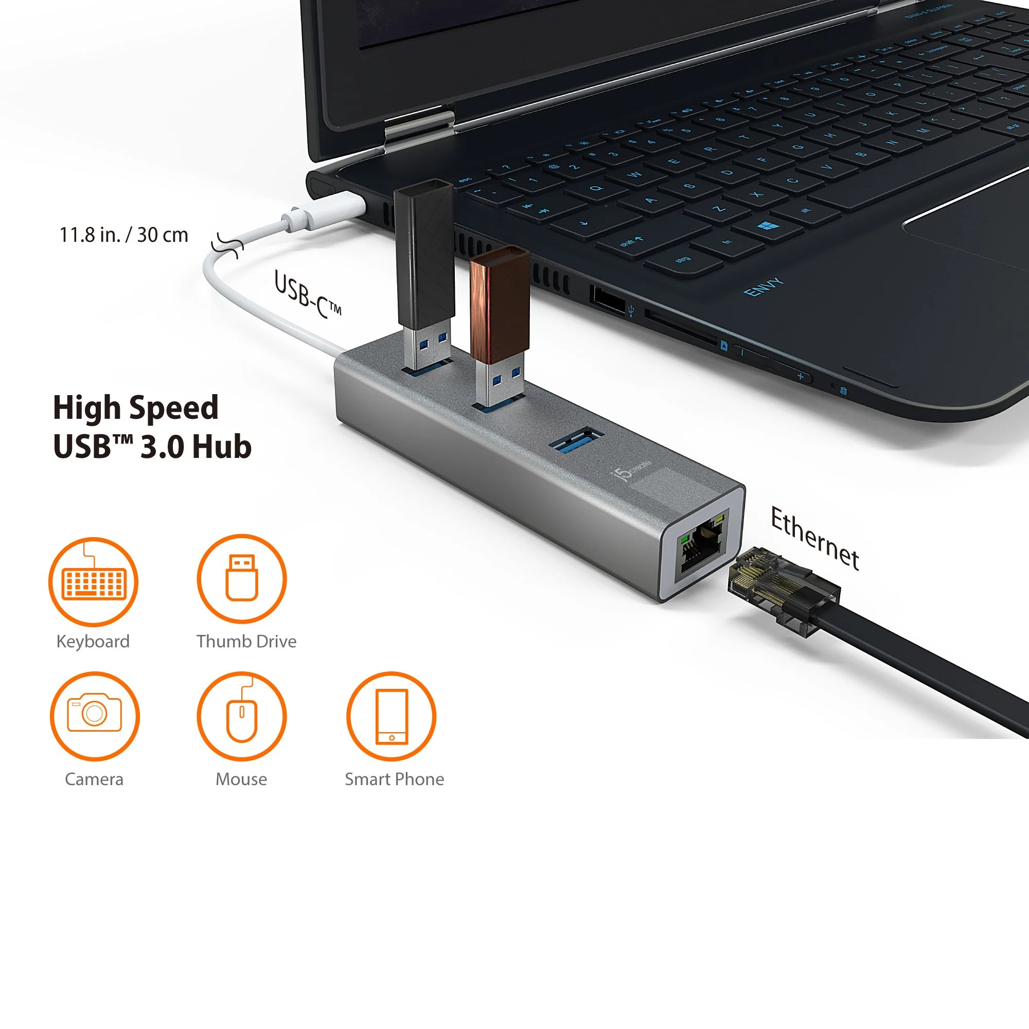 JCH474 USB-C 3-Port Hub with Gigabit Ethernet — image 6